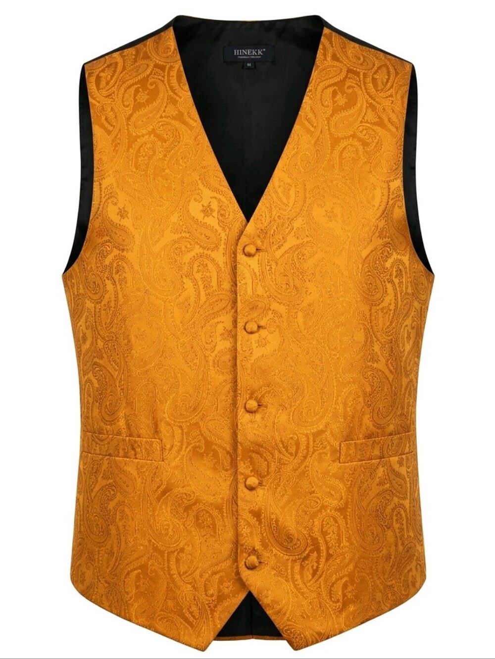 Hisdern Suit Vest 4XL Orange Paisley Waistcoat Handmade Wedding Groomsmen Formal